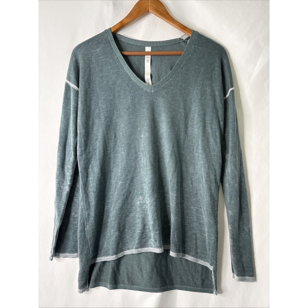 Lululemon Cashlu V-neck‎ Sweater Women's 6 Green Cashmere Blend Pullover
